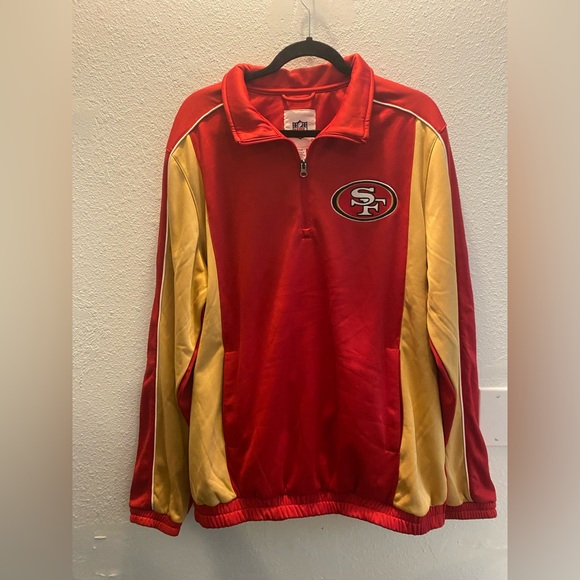 NFL Other - NFL 49ers Football Red and Gold Quarter-Zip Pullover Mens Size Large